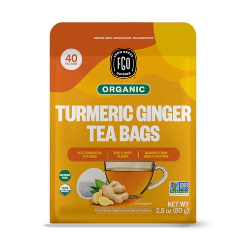 Organic Turmeric Ginger Herbal Tea (40 Count)