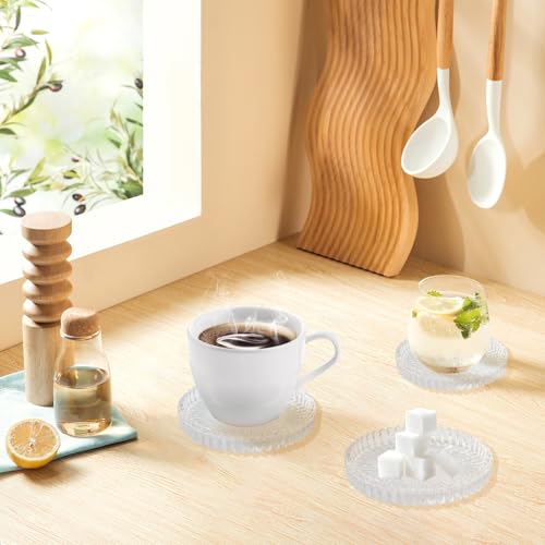 Crystal Glass Coaster 6 Pack Round Cup Drinks Coasters (6 Count)