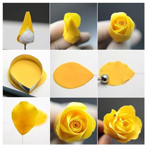 Silicone Veiner Stainless Steel Fondant Cutter Set for Gum Paste Flower Leaf Sugar Craft Tools Cake Decorating Supplies Silicone Veining Molds Moulds for Wedding with Christmas Box