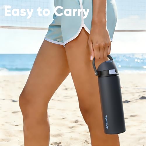 Insulated Water Bottle with Straw Stainless Steel Water Bottle with Push Button Lid