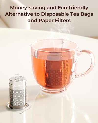 2 Pack Reinmoson Mini Stainless Steel Tea Strainer for Loose Tea 1.2”x2.2” (2 Count)