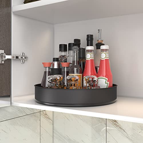 Lazy Susan Stainless Steel Black Spice Rack Turntable for Pantry Cabinet