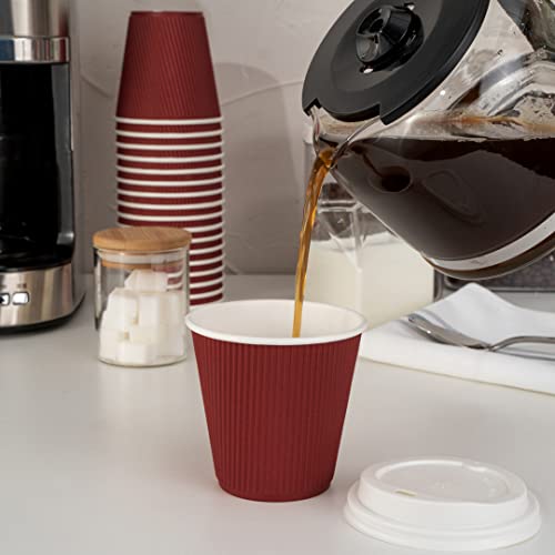 Ripple Wall Coffee Cups 500 Count 8 Ounce Insulated Crimson Paper Cups