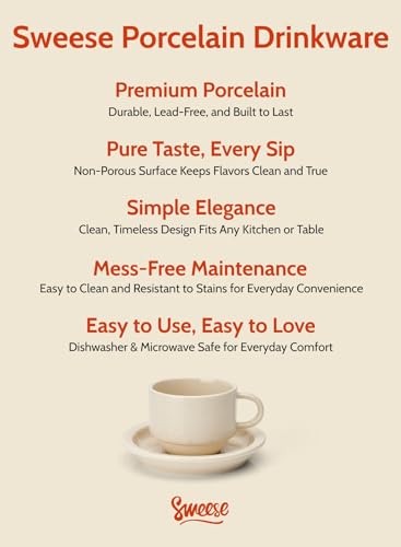 8oz Porcelain Cappuccino Cups Set with Saucers (8 Count)