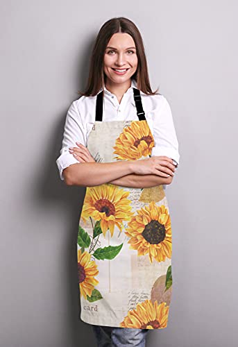 Watercolor Sunflowers Adjustable Bib Apron