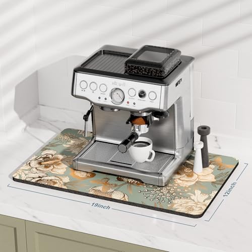 Coffee Mat 12" x 19" Cute Coffee Bar Mats for Espresso Machine Station Accessories and Organizer