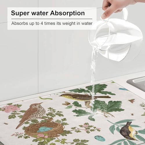 Large Dish Drying Mats For Kitchen Counter Microfiber Kitchen Drying Mat XL Draining Pad Absorbent Quick Drying Dish Mat 18x24 Inch