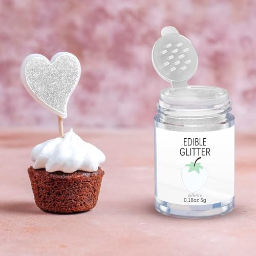 White Edible Glitter Glimmer Powder for Cakes Drinks