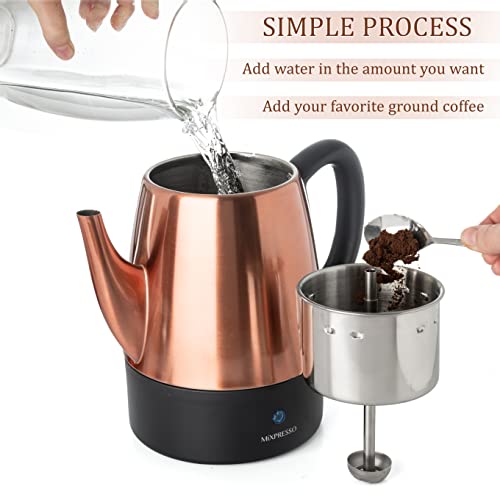 4 Cup Copper Small Electric Percolator Coffee Pot Stainless Steel (4 Count)