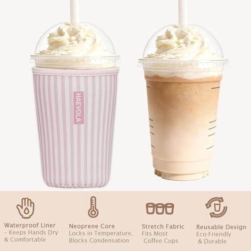 Reusable Insulated Neoprene Iced Coffee Cup Sleeve (3 Count)