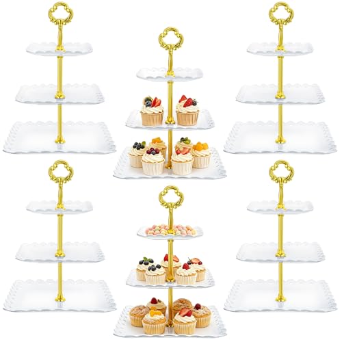 6 Sets of 3 Tier Tea Party Cupcake Stand (18 Count)