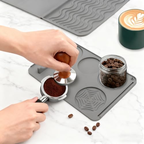 2-in-1 Coffee Bar Mat & Tamping Mat - 24”x16”Non-Slip Silicone Mats for Coffee Machines, Countertop, Bars, Kitchen Counter, Dish Drying Mats