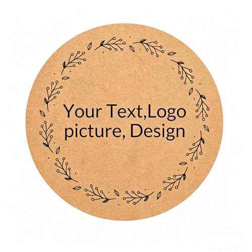 Kraft Paper Custom Stickers Round Labels Personalized with Text (100 Count)