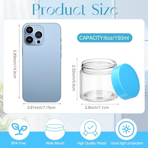 4 Pcs Plastic Jars Wide Mouth with Lids (4 Count)