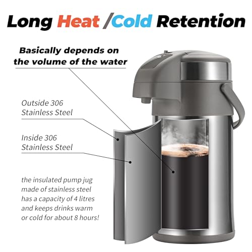OJOJ 4L 133OZ Thermal Coffee Carafe with Pump