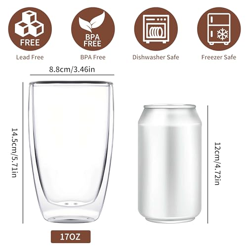 17oz Double Wall Glass Coffee Mugs Set of 48 (48 Count)