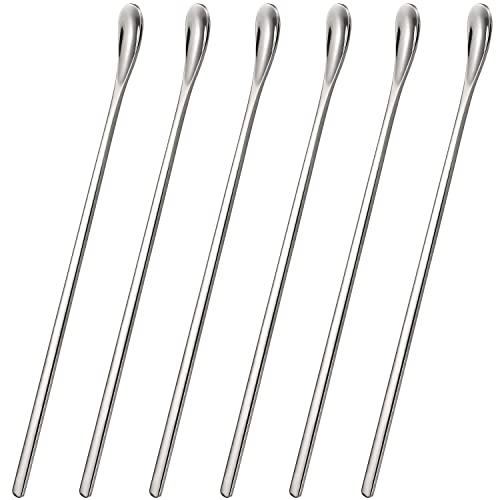 Stainless Steel Cocktail Stir Sticks with Long Handle of 6 Pieces for Coffee & Tea Drinks (6 Count)