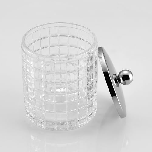 Glass Cotton Jar Holder Silver Lid