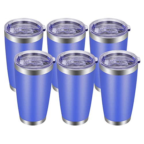 20oz Tumbler with Lid and Straw Stainless Steel Tumbler Cup Bulk Vacuum Insulated Double Wall Travel Coffee Mug Powder Coated Coffee Cup (6 Count)