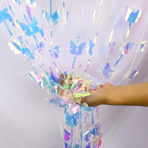 Iridescent Hanging Butterfly Foil Fringe Curtain (2 Count)