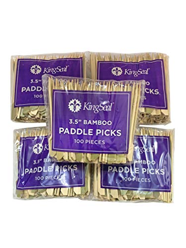500 Count KingSeal Natural Green Bamboo Wood Paddle Picks