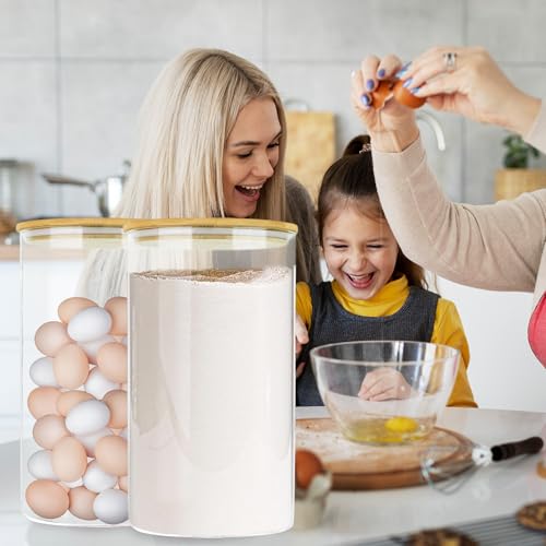 Large Glass Cereal Containers Storage with Airtight Bamboo Lids