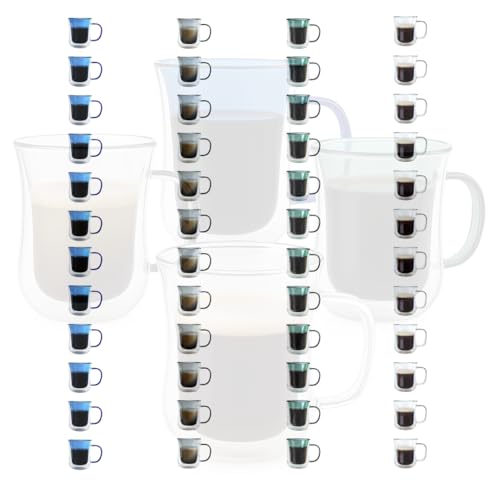 Double Walled Glass Coffee Mugs With Handle (48 Count)