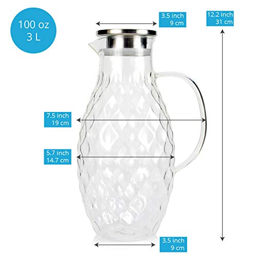 Borosilicate Glass Pitcher with Lid & Spout
