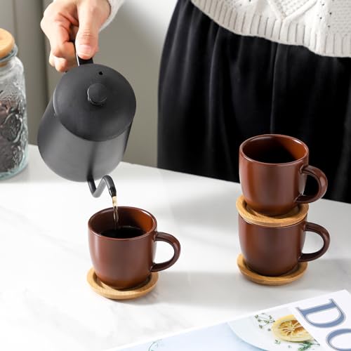 Stackable Porcelain Mini Espresso Cups and Saucers Set of 6 (6 Count)