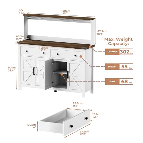 Hutch Storage Cabinet Buffet with Drawers