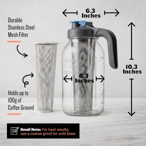 64oz Cold Brew Coffee Maker with Leak Proof Lid