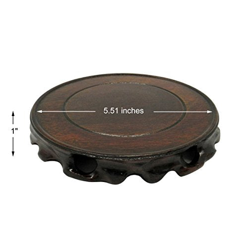 Rustic Vintage Rosewood Circular Display Stand Vase Pot Base Fishbowl Pedestal Stand