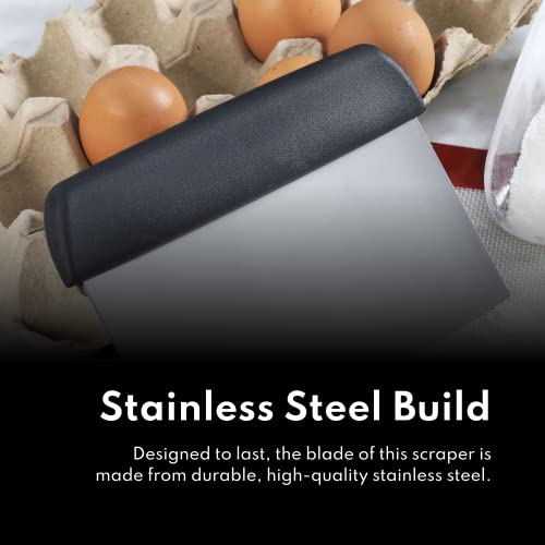Bakery Grade Stainless Steel Dough Scraper with Black Plastic Handle