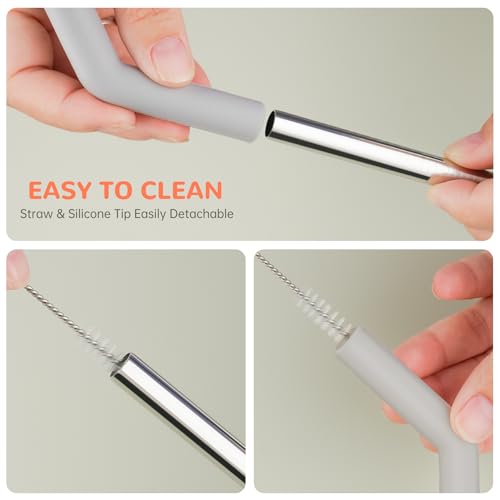 6PCS Stainless Steel Straws with Silicone Tip Fit for Stanley Cup (6 Count)