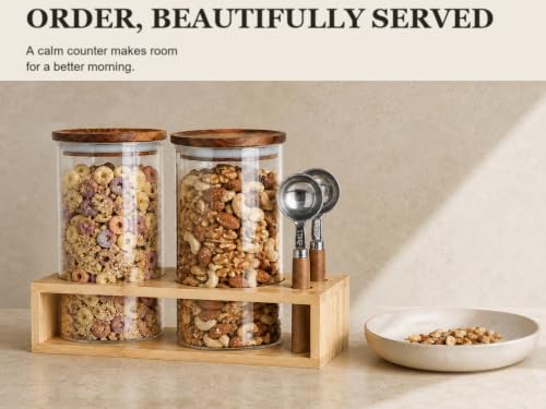 KKC HOME ACCNETS Glass Canister Set with Bamboo Rack & Scoops (2 Count)