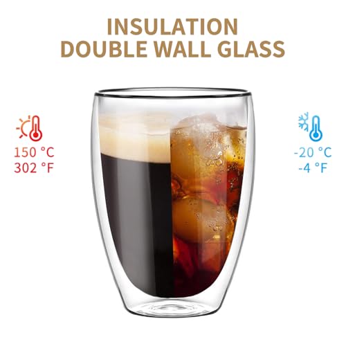 6.8OZ Double Wall Espresso Cups Set of 4 (4 Count)