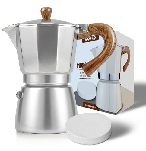 Moka Pot Stovetop Espresso Set &Cuban Coffee Maker 6 (10.2 Ounce)