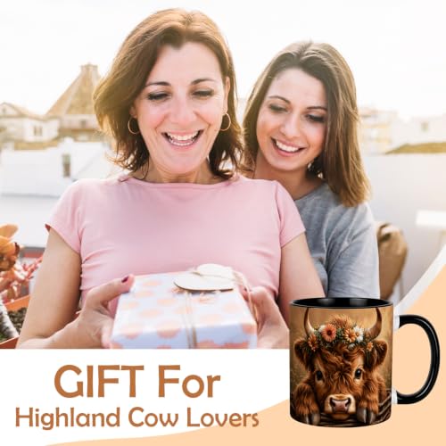 Rustic Floral Highland Cow Coffee Mug