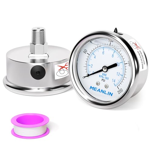 0~200Psi Liquid Filled Pressure Gauge Stainless Steel with 316 Stainless Steel Joint 1