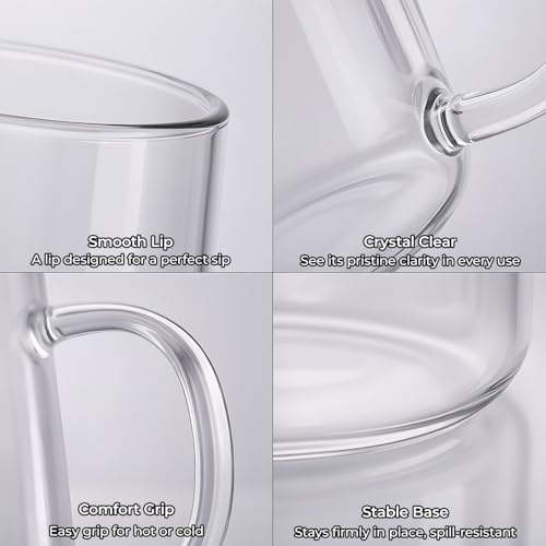 20oz Glass Coffee Mugs Set of 2 (2 Count)