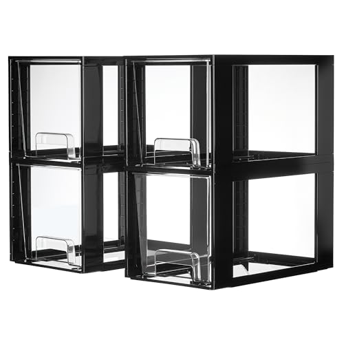 4 Pack Large Stackable Storage Drawers (4 Count)