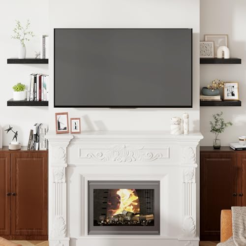 16 Inch Floating Shelves for Wall Black Shelves Set of 2 (2 Count)