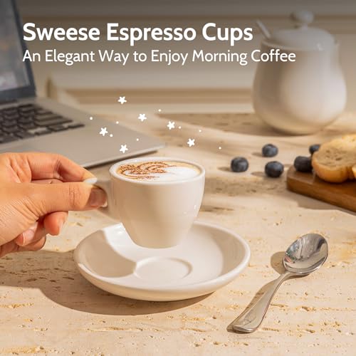 4oz Porcelain Espresso Cups with Saucers (6 Count)