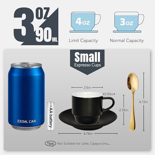 Porcelain 3 Ounce Espresso Cups Set of 6 (6 Count)