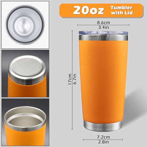 20oz Tumbler with Lid Stainless Steel Tumblers Insulated Mug Orange 6P (6 Count)