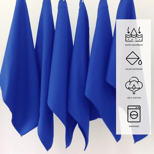 Kitchen Towels 100% Cotton Solid Kitchen Dish Cloths Hand Towel Reusuable Dish Towel for Cleaning & Drying Tea Towels Set with Hanging Loop (6 Count)