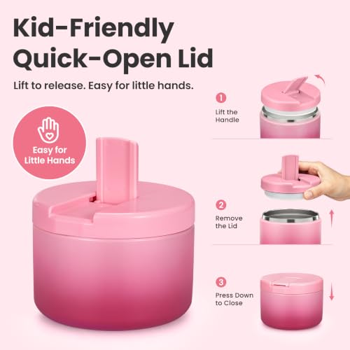 12oz Insulated Vacuum Food Jar with Buckle Lid Wide Mouth Soup Thermo for Hot Food Kids Leakproof Stainless Steel Lunch Container