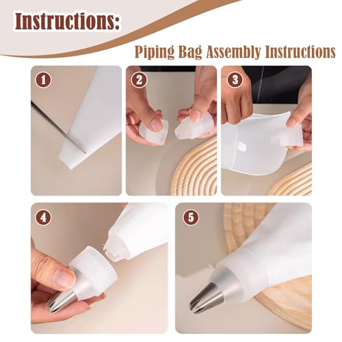 9 Piece Reusable Piping Bags and Tips Set with Stainless Steel Nozzles (9 Count)