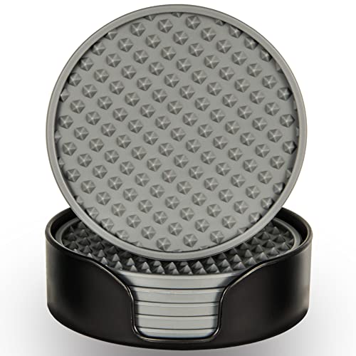 Rubber Coasters Set 6 with Holder