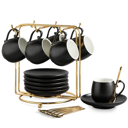 Espresso Cups and Saucers Set (6 Count)